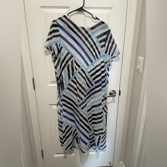 CALVIN KLEIN Sheer Diagonal Print Dress XL - Picture 1 of 3